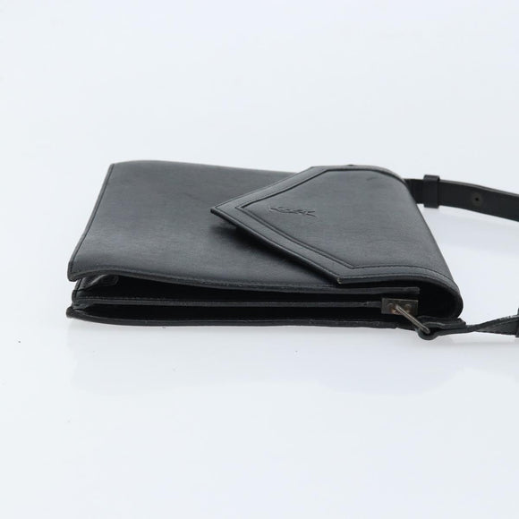 SAINT LAURENT Hand Bag Leather Black Auth 166862