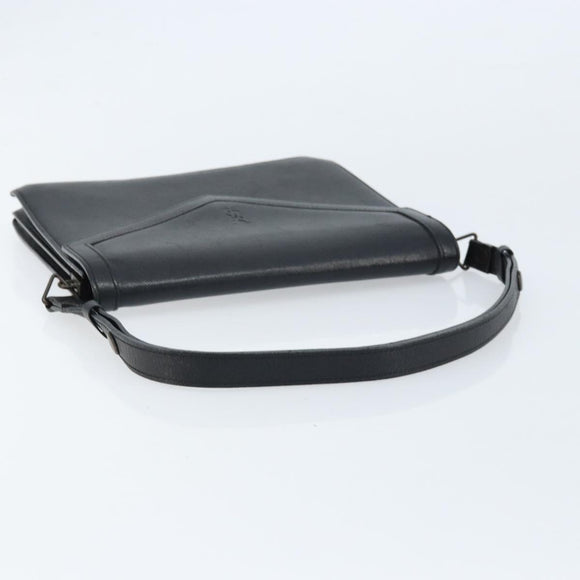 SAINT LAURENT Hand Bag Leather Black Auth 166862