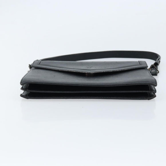 SAINT LAURENT Hand Bag Leather Black Auth 166862