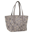 Jimmy Choo Star Studs Tote Bag Leather Gray Gold Auth 166869-1