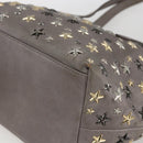 Jimmy Choo Star Studs Tote Bag Leather Gray Gold Auth 166869-10