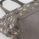 Jimmy Choo Star Studs Tote Bag Leather Gray Gold Auth 166869-11