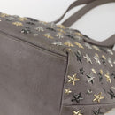 Jimmy Choo Star Studs Tote Bag Leather Gray Gold Auth 166869-12