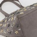 Jimmy Choo Star Studs Tote Bag Leather Gray Gold Auth 166869-13