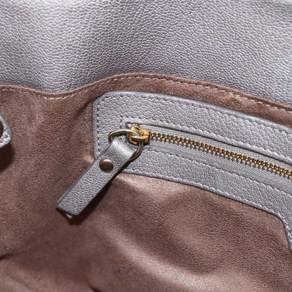 Jimmy Choo Star Studs Tote Bag Leather Gray Gold Auth 166869