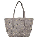 Jimmy Choo Star Studs Tote Bag Leather Gray Gold Auth 166869-2