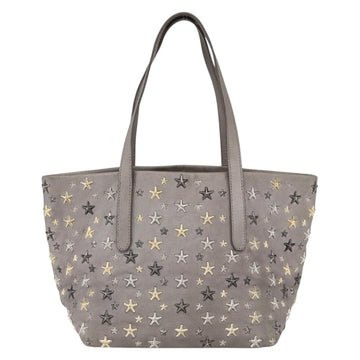 Jimmy Choo Star Studs Tote Bag Leather Gray Gold Auth 166869 - 0