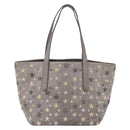Jimmy Choo Star Studs Tote Bag Leather Gray Gold Auth 166869-3