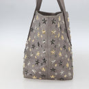 Jimmy Choo Star Studs Tote Bag Leather Gray Gold Auth 166869-5