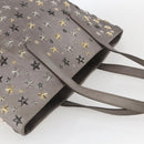 Jimmy Choo Star Studs Tote Bag Leather Gray Gold Auth 166869-6