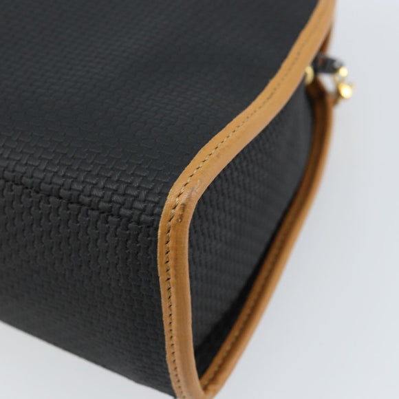 SAINT LAURENT Hand Bag Leather Black Gold Brown Auth 166879A
