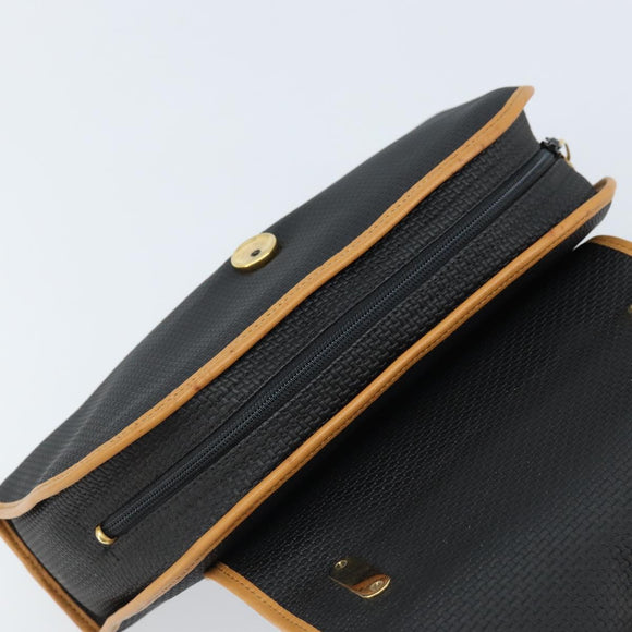 SAINT LAURENT Hand Bag Leather Black Gold Brown Auth 166879A