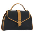 SAINT LAURENT Hand Bag Leather Black Gold Brown Auth 166879A-1