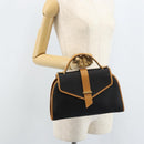SAINT LAURENT Hand Bag Leather Black Gold Brown Auth 166879A-25
