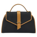 SAINT LAURENT Hand Bag Leather Black Gold Brown Auth 166879A-13