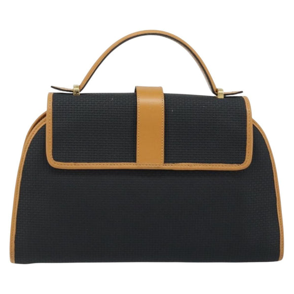 SAINT LAURENT Hand Bag Leather Black Gold Brown Auth 166879A