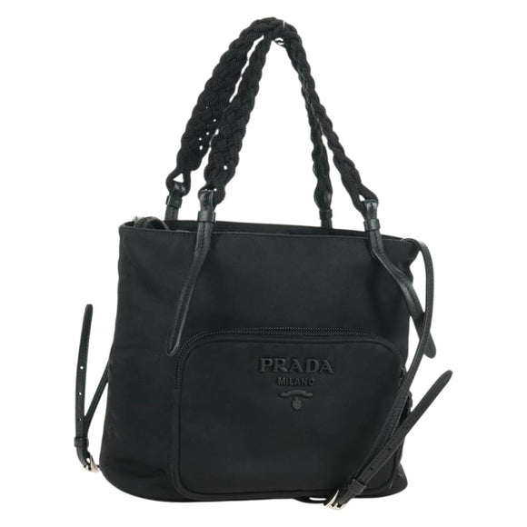 PRADA Hand Bag Nylon 2way Black Silver 1BA207 Auth 166882SAM