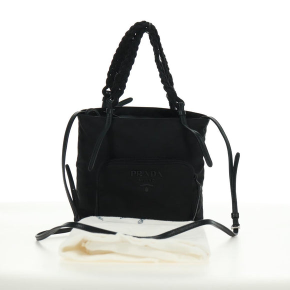 PRADA Hand Bag Nylon 2way Black Silver 1BA207 Auth 166882SAM