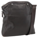 BVLGARI Shoulder Bag Leather Dark Brown Silver Auth 166883-1