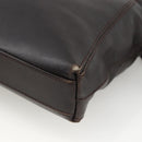 BVLGARI Shoulder Bag Leather Dark Brown Silver Auth 166883-10