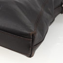 BVLGARI Shoulder Bag Leather Dark Brown Silver Auth 166883-12