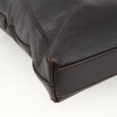 BVLGARI Shoulder Bag Leather Dark Brown Silver Auth 166883-13