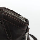 BVLGARI Shoulder Bag Leather Dark Brown Silver Auth 166883-14