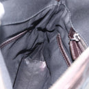 BVLGARI Shoulder Bag Leather Dark Brown Silver Auth 166883-19