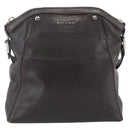 BVLGARI Shoulder Bag Leather Dark Brown Silver Auth 166883-2