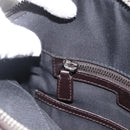 BVLGARI Shoulder Bag Leather Dark Brown Silver Auth 166883-20