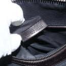 BVLGARI Shoulder Bag Leather Dark Brown Silver Auth 166883-24