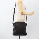 BVLGARI Shoulder Bag Leather Dark Brown Silver Auth 166883-25