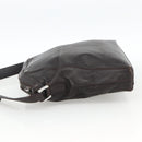 BVLGARI Shoulder Bag Leather Dark Brown Silver Auth 166883-4