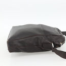 BVLGARI Shoulder Bag Leather Dark Brown Silver Auth 166883-5