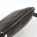 BVLGARI Shoulder Bag Leather Dark Brown Silver Auth 166883-6