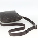 BVLGARI Shoulder Bag Leather Dark Brown Silver Auth 166883-7