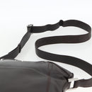BVLGARI Shoulder Bag Leather Dark Brown Silver Auth 166883-8
