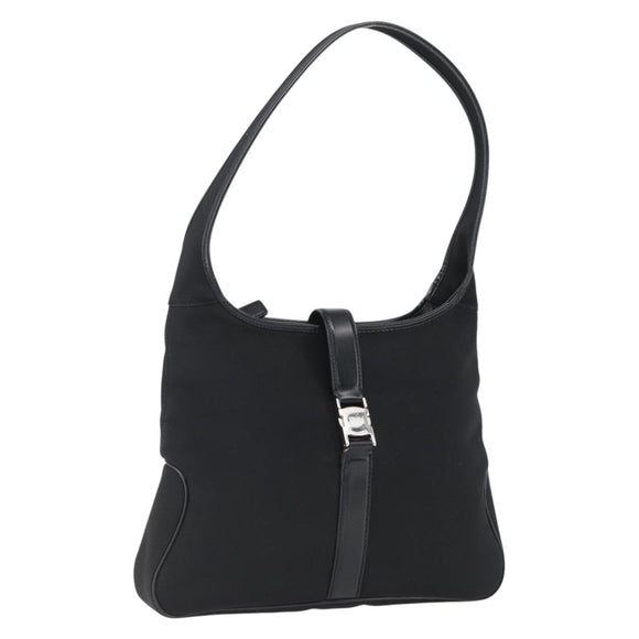Salvatore Ferragamo Shoulder Bag Nylon Black Silver Auth 166884