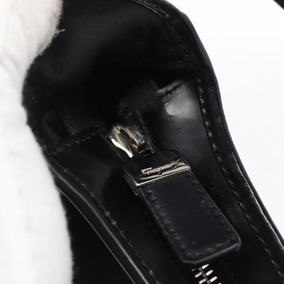 Salvatore Ferragamo Shoulder Bag Nylon Black Silver Auth 166884