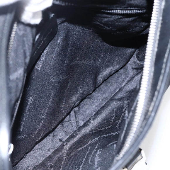 Salvatore Ferragamo Shoulder Bag Nylon Black Silver Auth 166884