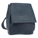 SAINT LAURENT Backpack Leather Navy Gold Auth 166885-1