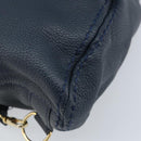 SAINT LAURENT Backpack Leather Navy Gold Auth 166885-10