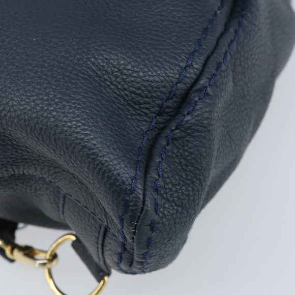 SAINT LAURENT Backpack Leather Navy Gold Auth 166885