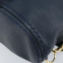 SAINT LAURENT Backpack Leather Navy Gold Auth 166885-11