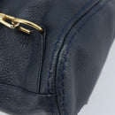 SAINT LAURENT Backpack Leather Navy Gold Auth 166885-12