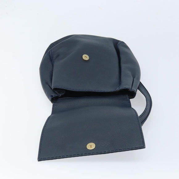 SAINT LAURENT Backpack Leather Navy Gold Auth 166885