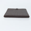 BOTTEGA VENETA INTRECCIATO iPad-hoes Leer Donkerbruin Auth 166887-6