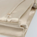 PRADA Hand Bag Satin Silver Metallic beige Auth 166888-16