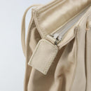 PRADA Hand Bag Satin Silver Metallic beige Auth 166888-9