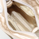 PRADA Hand Bag Satin Silver Metallic beige Auth 166888-10